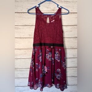 Xhilaration Burgundy Floral Midi Dress